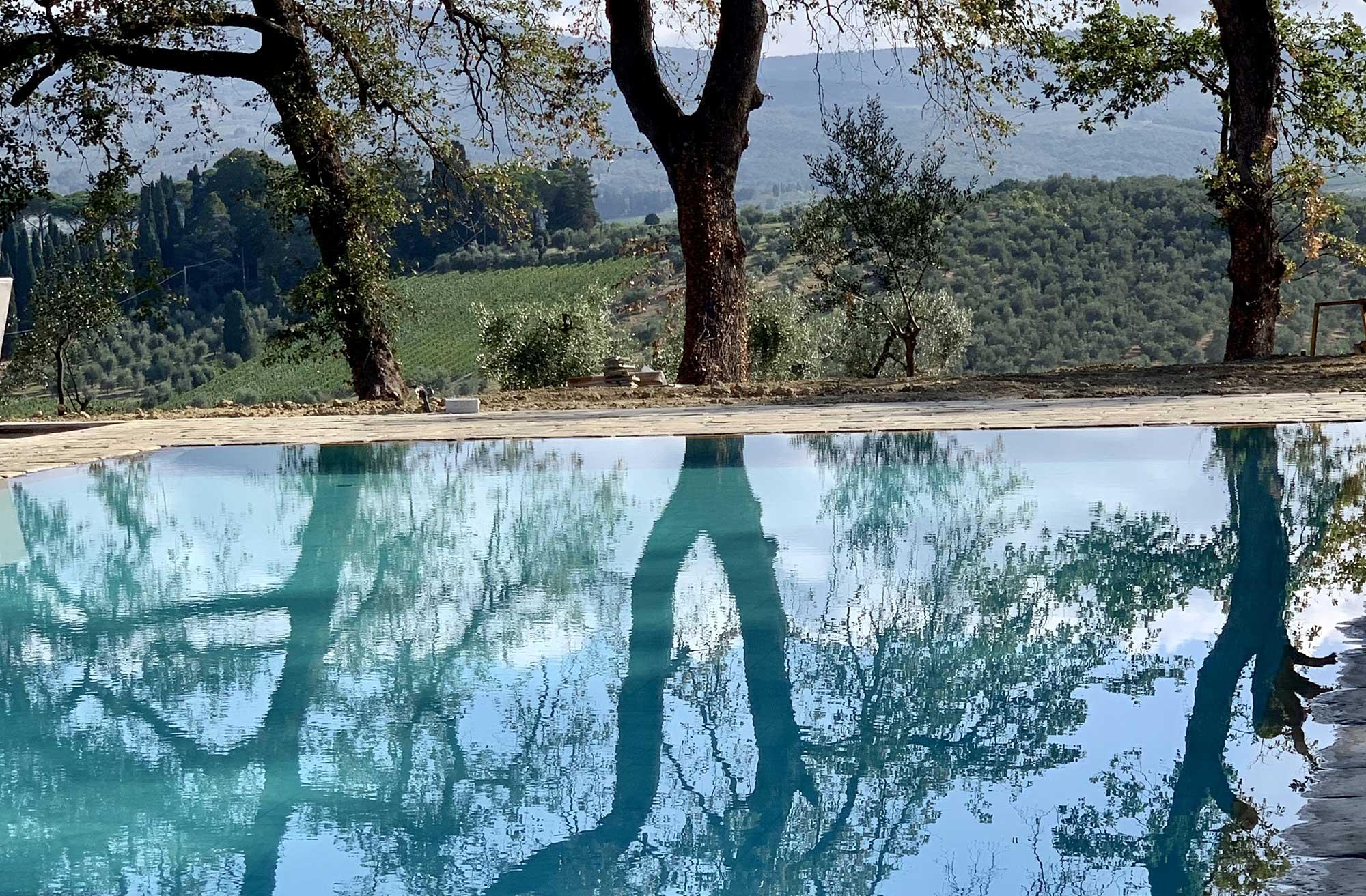Piscina panoramica con vista sui vigneti