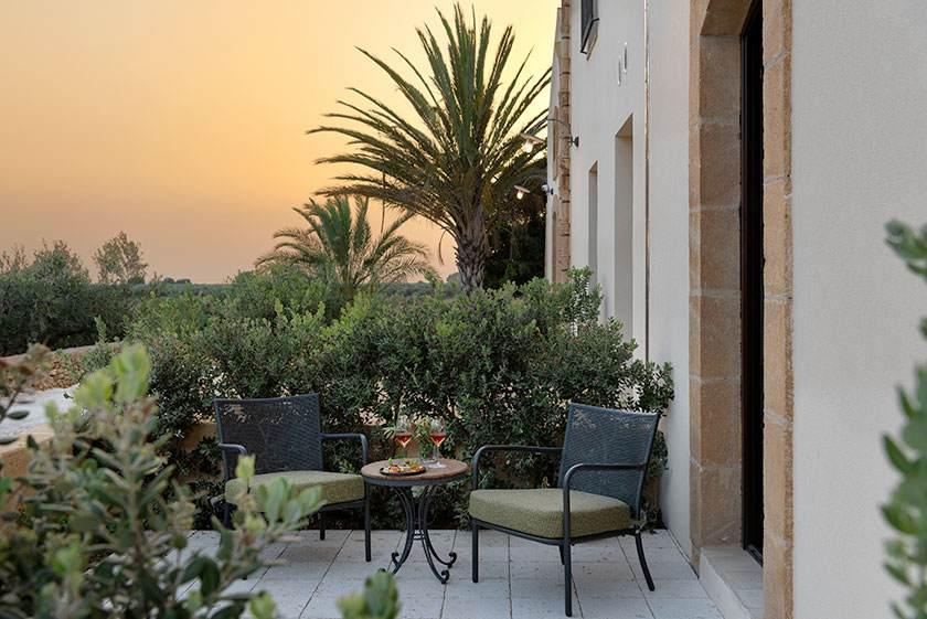 Piscina a sfioro con vista sull'uliveto
