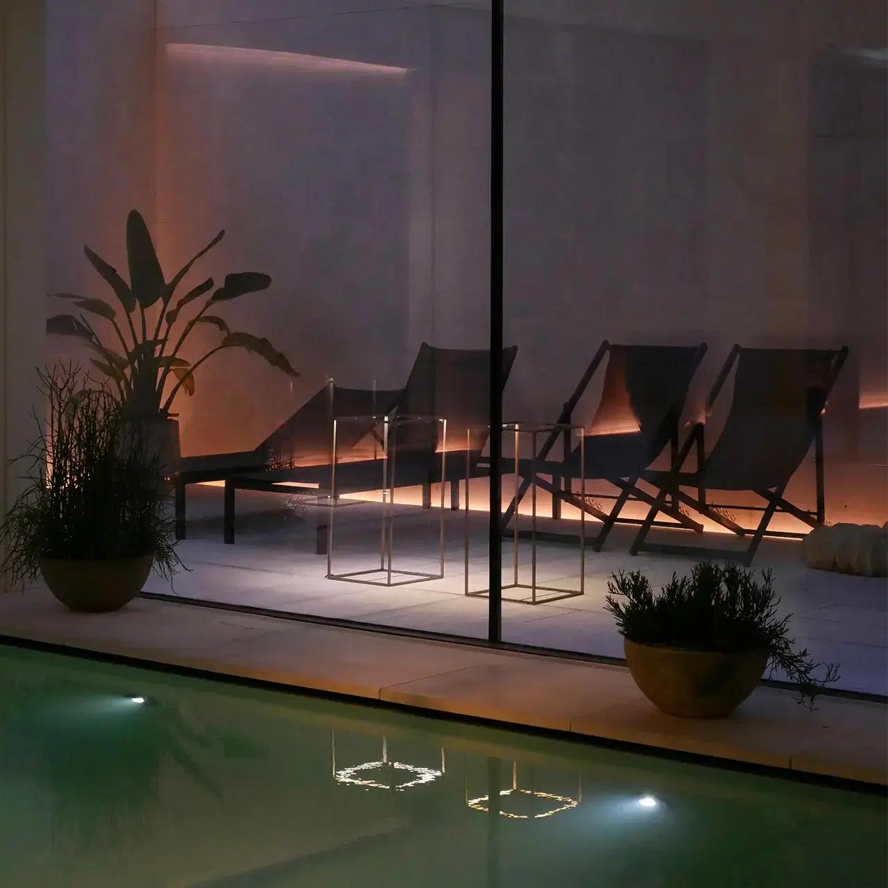 Spa serale con illuminazione